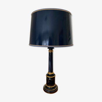 Lampe bleu et or style empire décor main