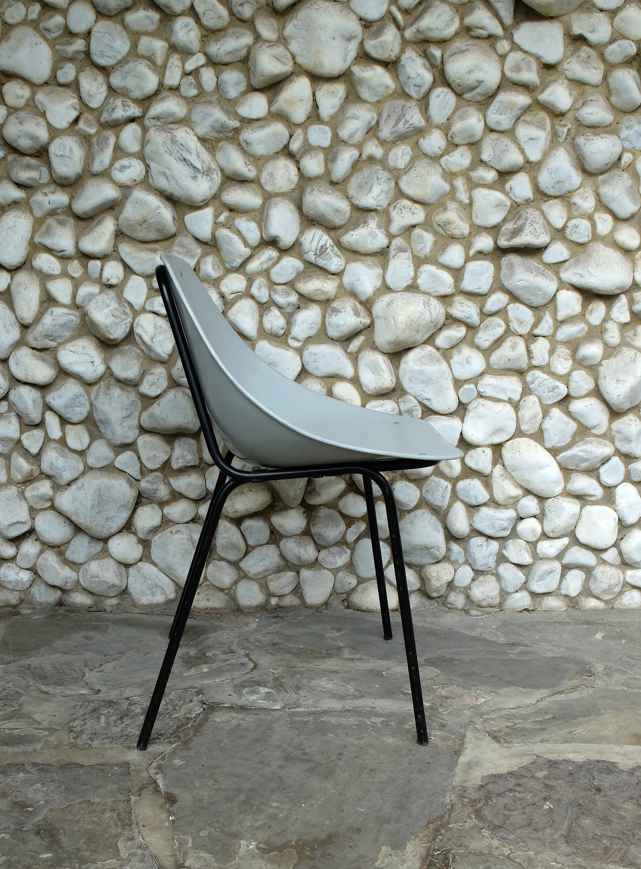 Pierre Guariche grey shell chair for Meurop 1950s-60s