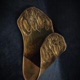 Art nouveau brass wall magazine rack with rose decoration