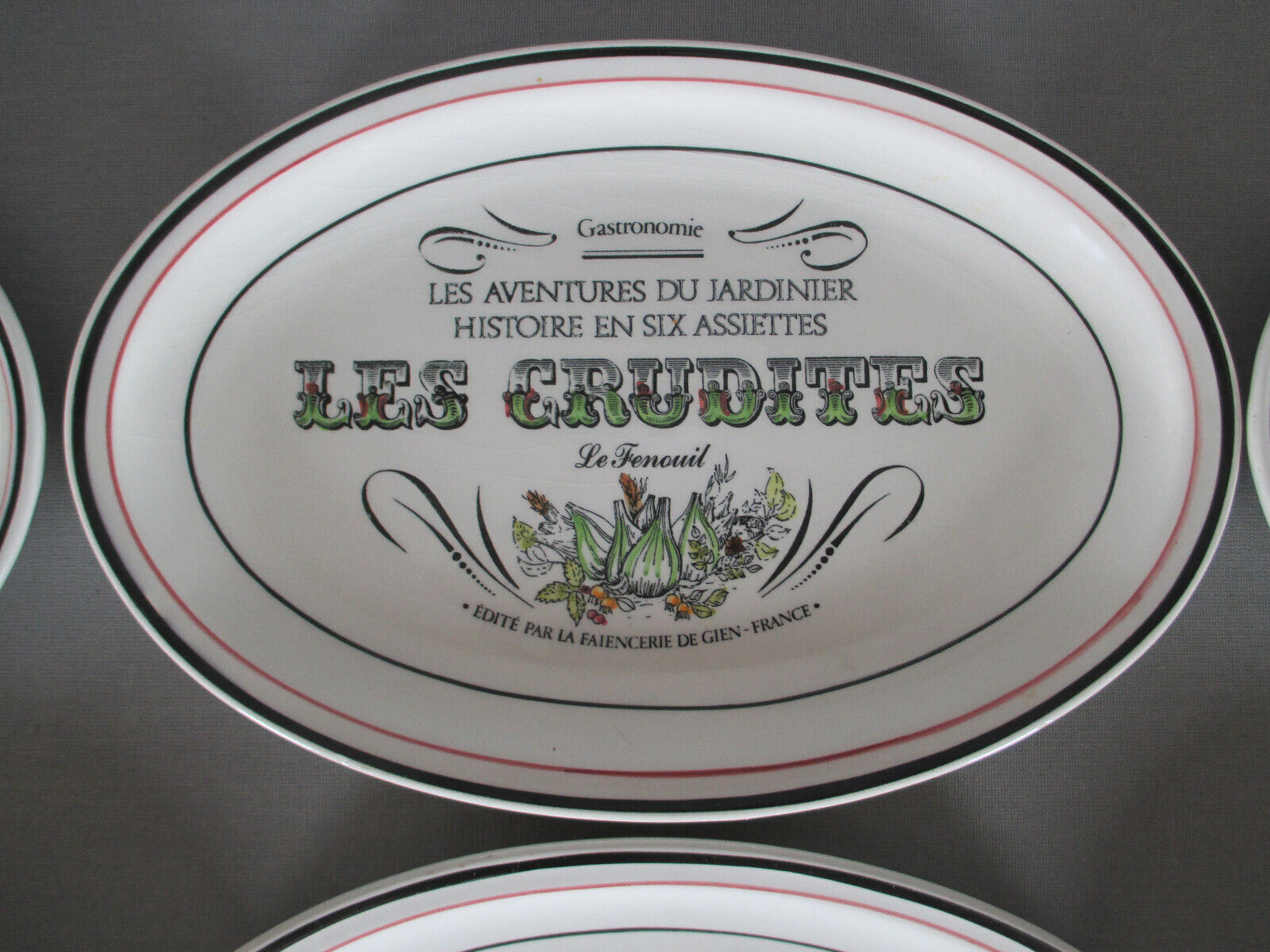 6 plates Gien raw vegetables the adventures of the gardener the collector