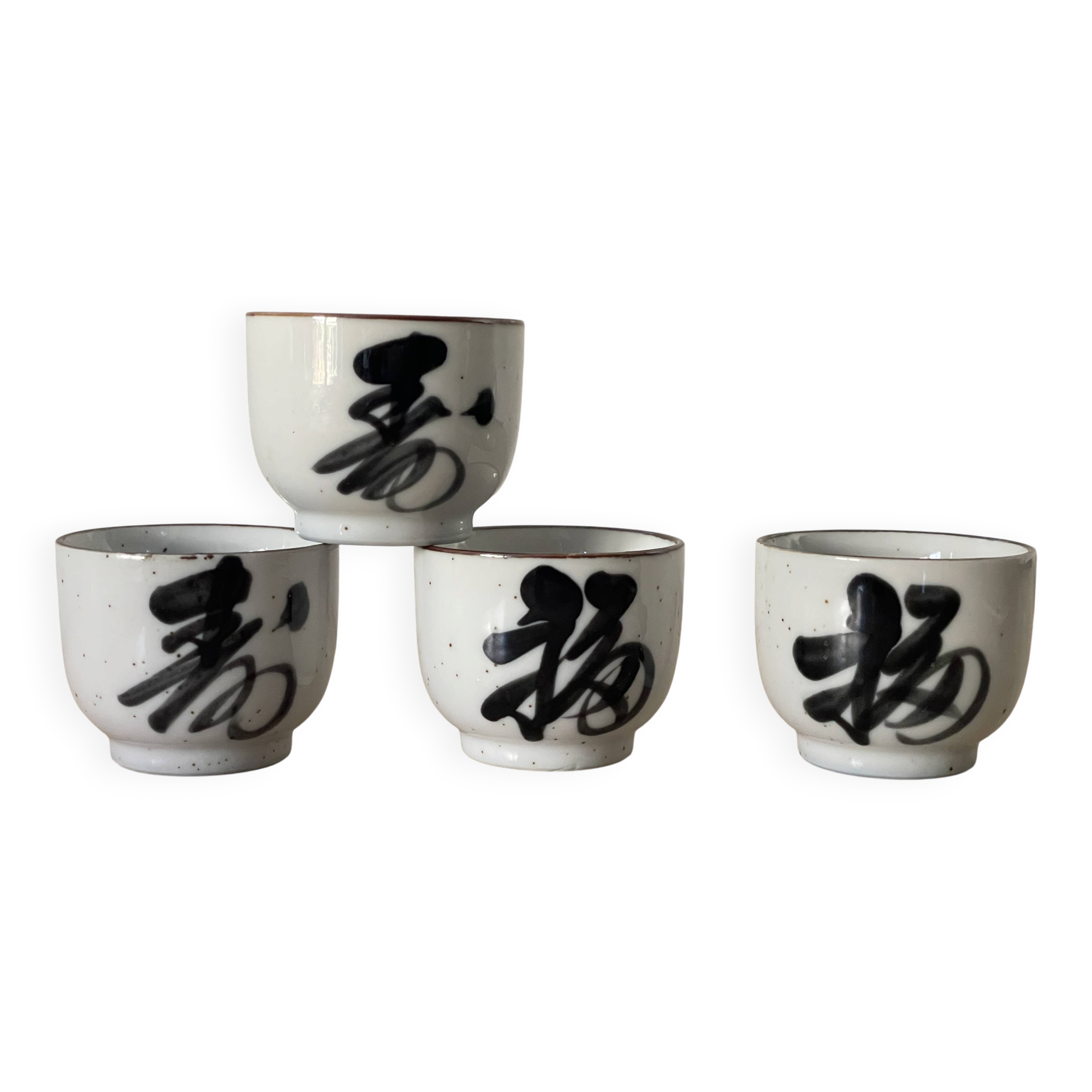 4 vintage stoneware cups