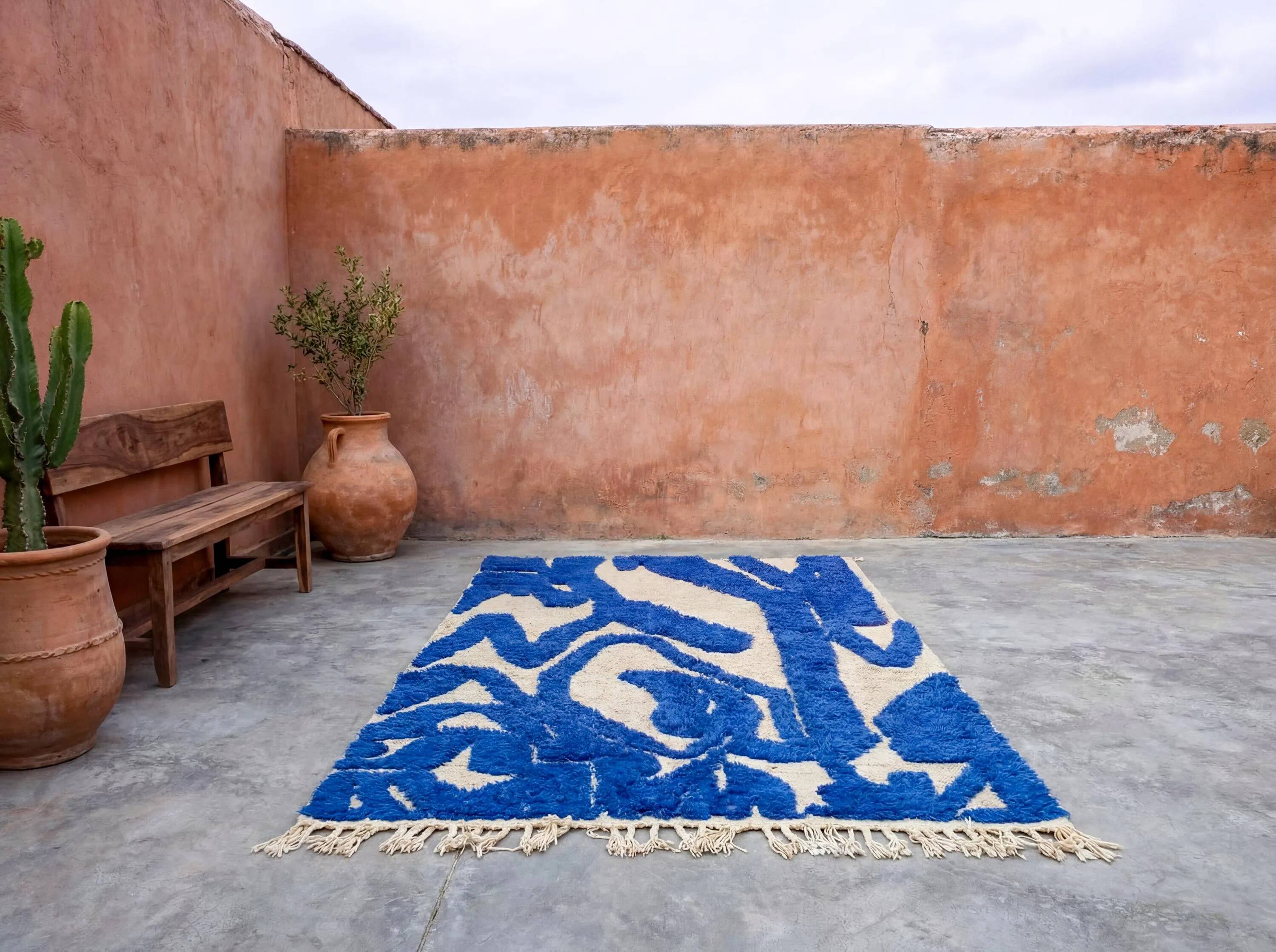 Handmade Berber rug in wool 3 x 2 m