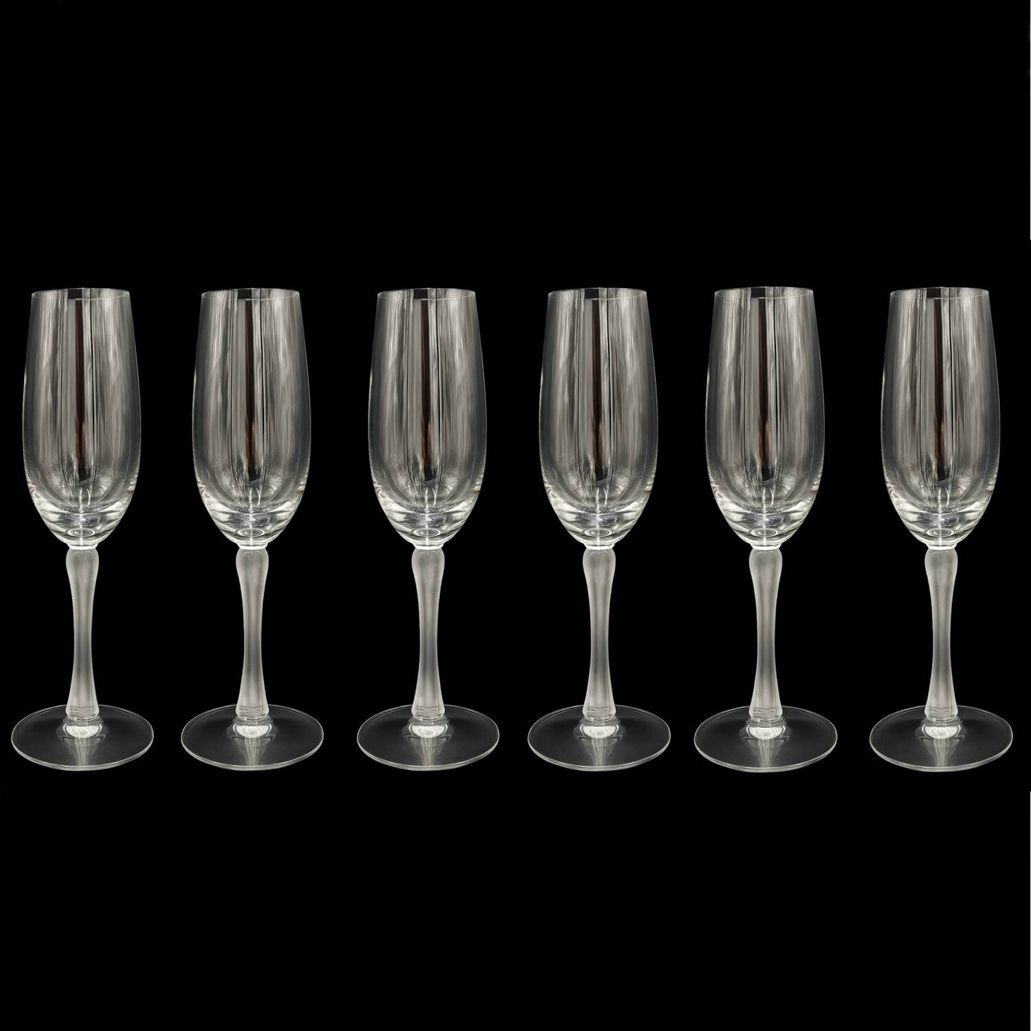 Lalique Royal signed champagne flutes