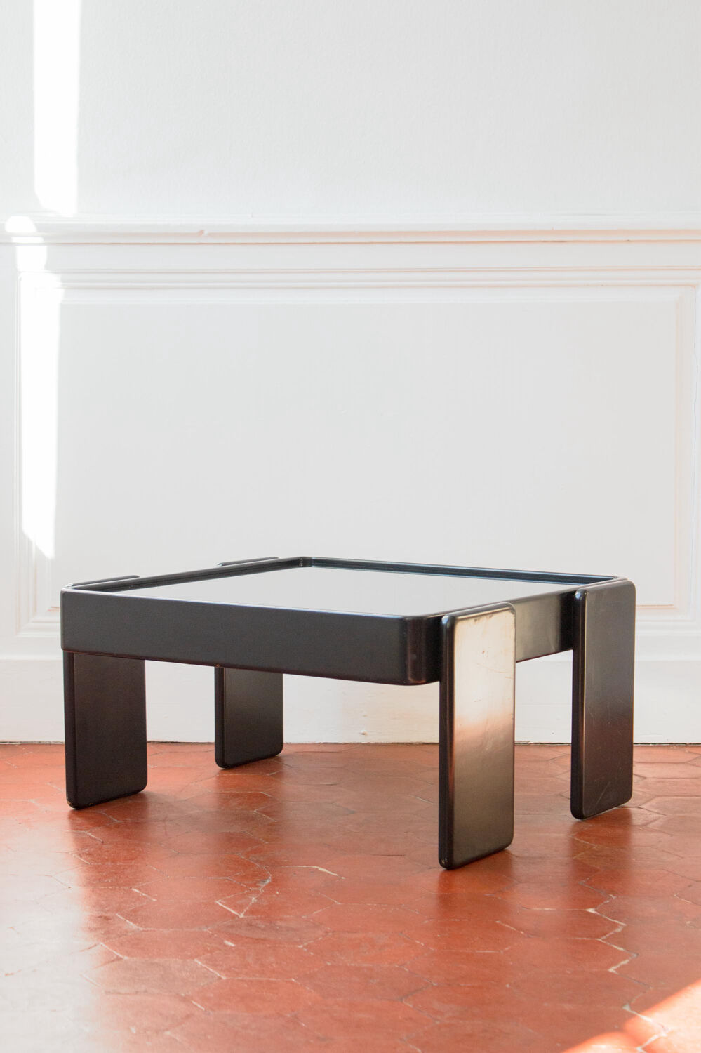 Vintage coffee table by Gianfranco Frattini for Cassina, grey lacquered beech.