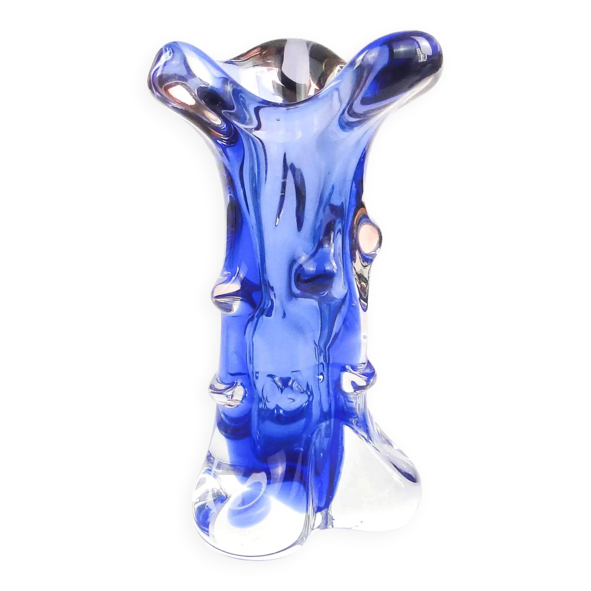 Vase moderne du milieu du siècle, en verre, conçu par J. Hospodka, Tchécoslovaquie, années 1960.