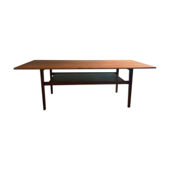 Table basse rectangulaire à deux plateau travail scandinave des années 60