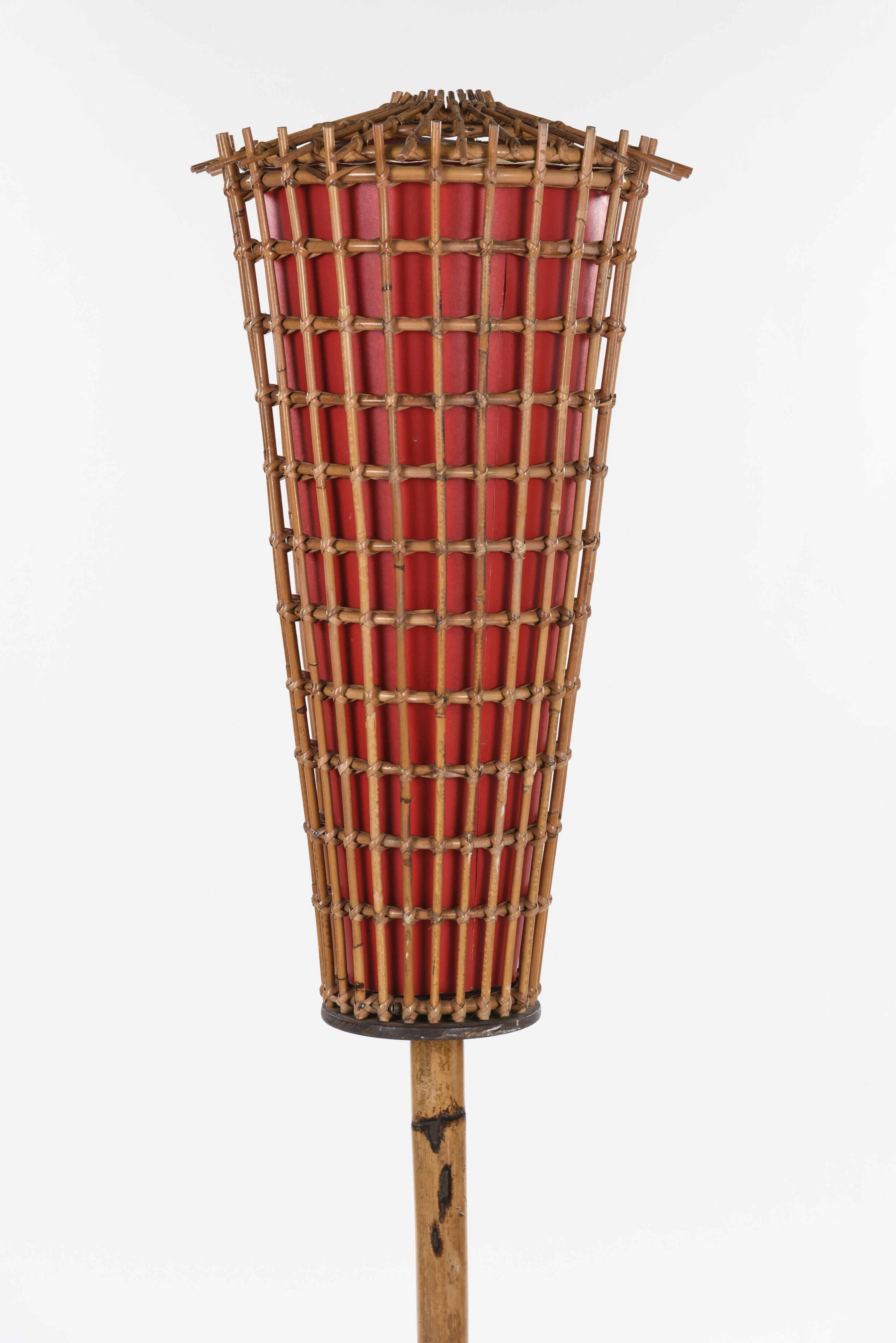 Lampadaire en bambou circa 1970