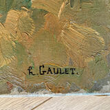 Rest under the pines, oil on canvas signed H. Gaulet