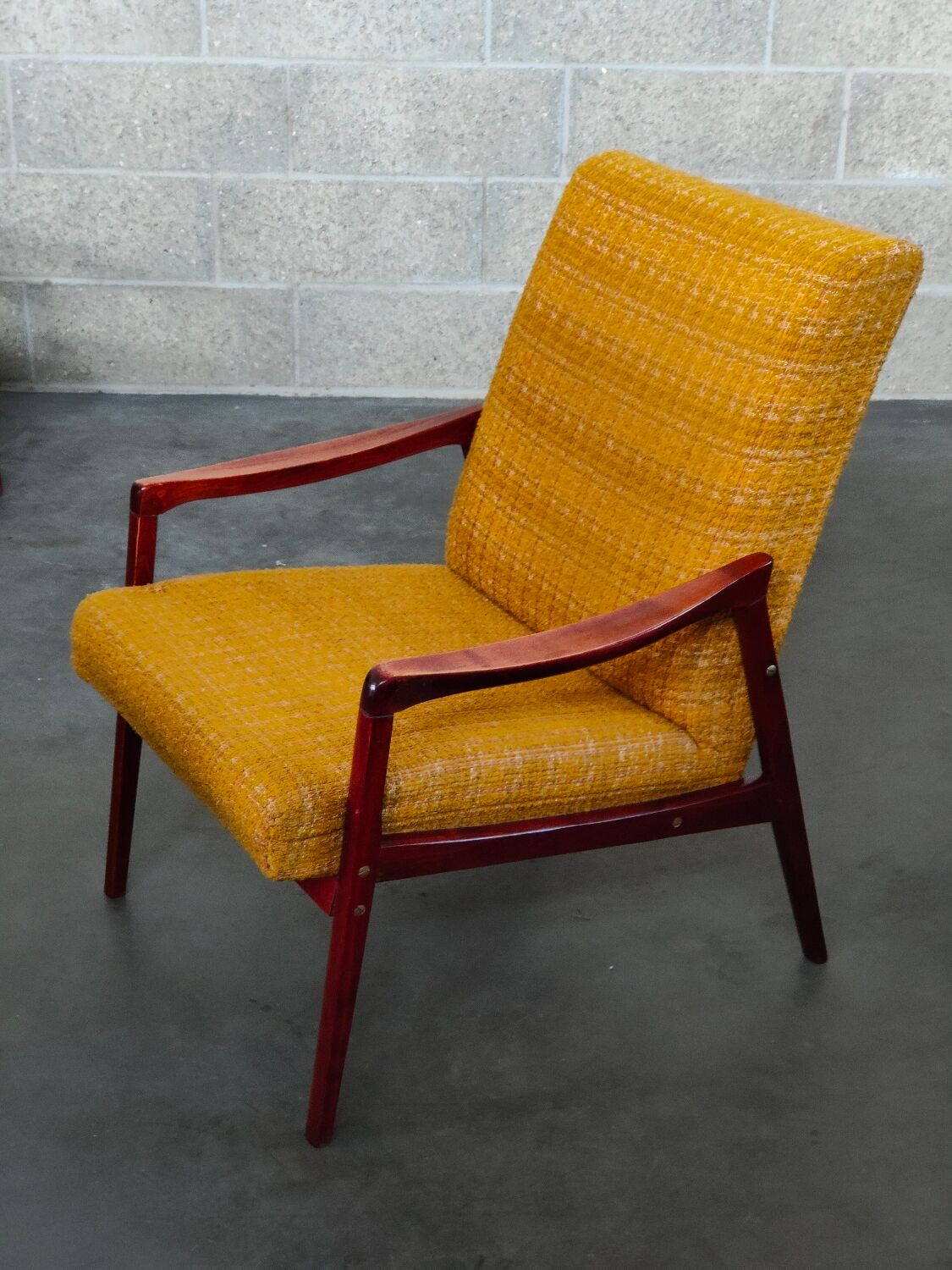 Pair of armchairs Jiri Jiroutek bouclette Yellow 1960