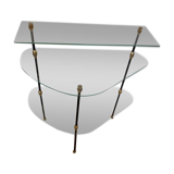 Console tripode en verre et fer  1950
