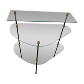 Console tripode en verre et fer  1950