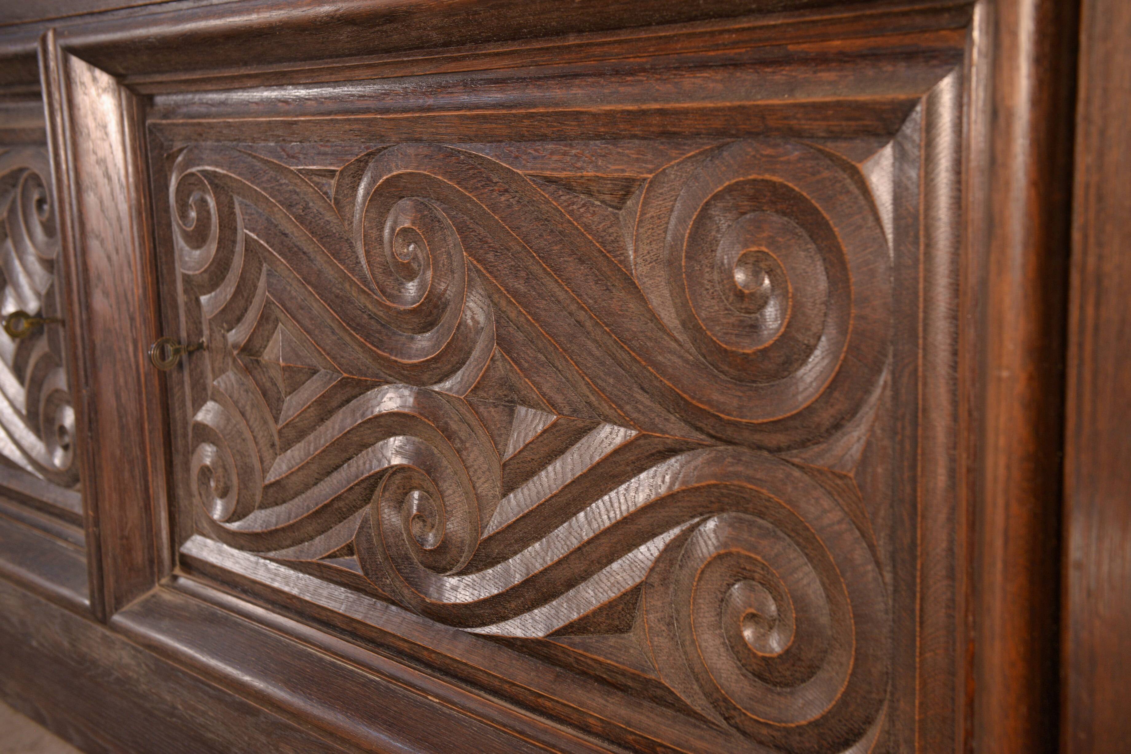 Large solid oak sideboard by André Le Picard 1950