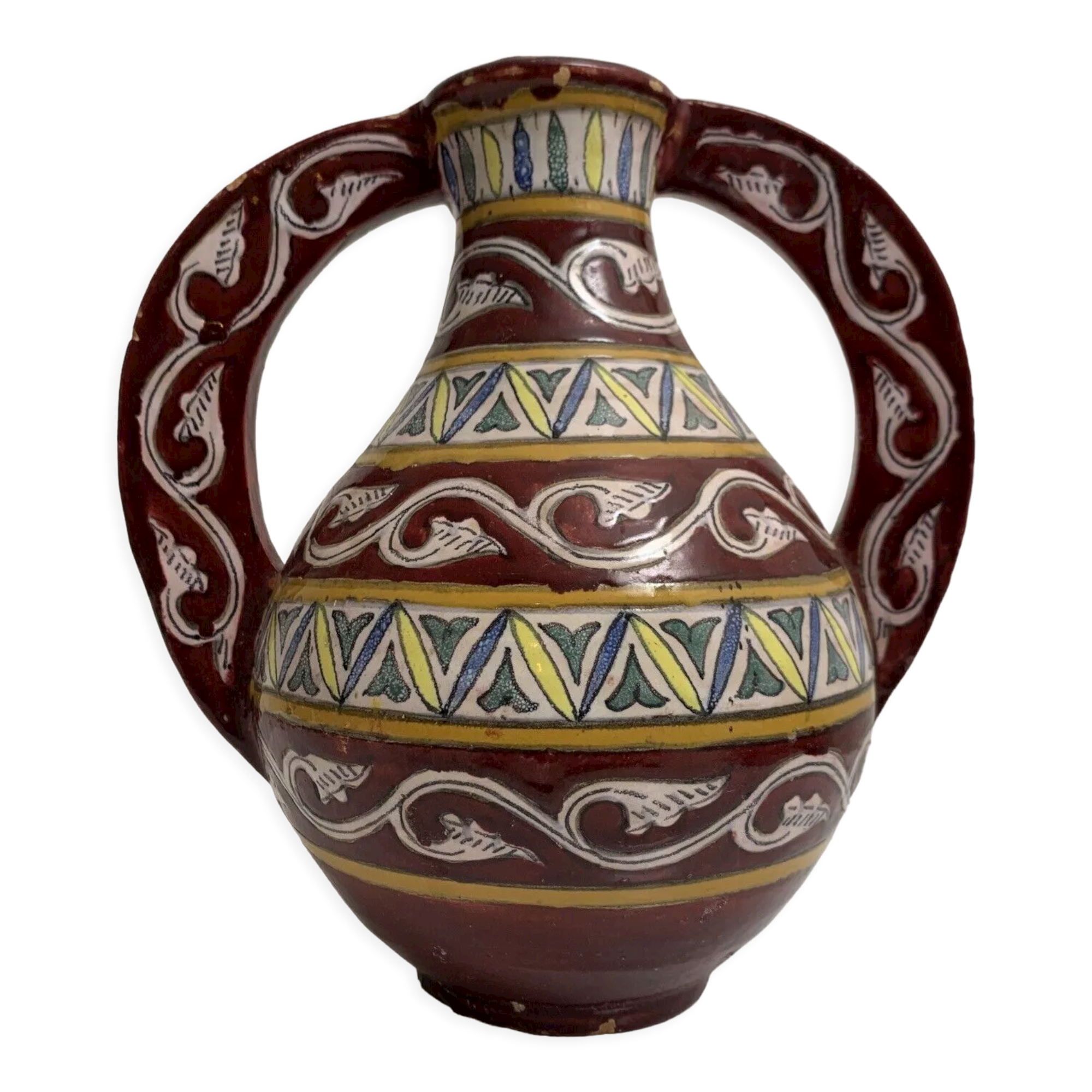 Ceramic handle vase Tunisia? TIssier? Nabeul? Ben Sedrine