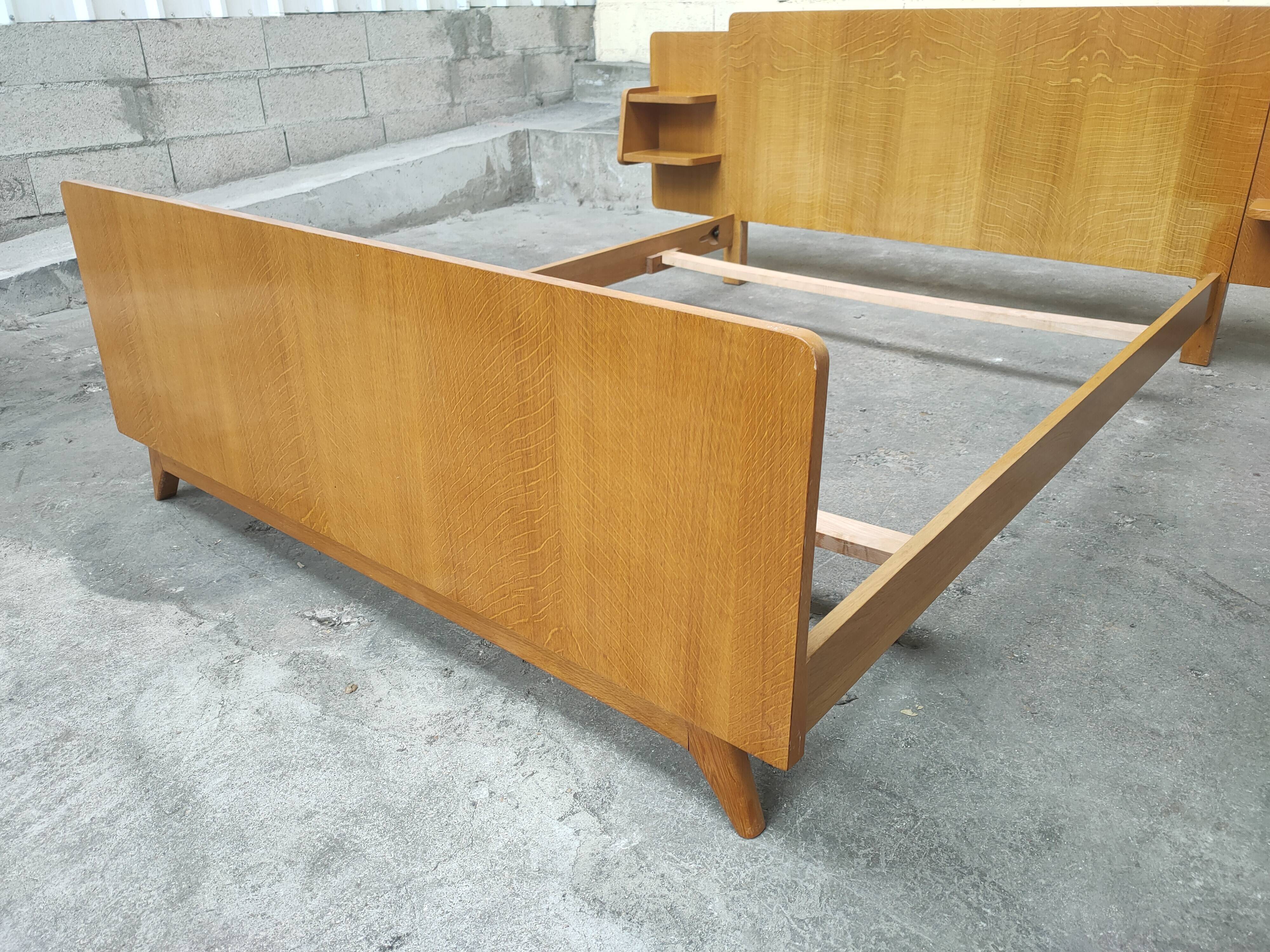 Vintage bed in oak feet compass