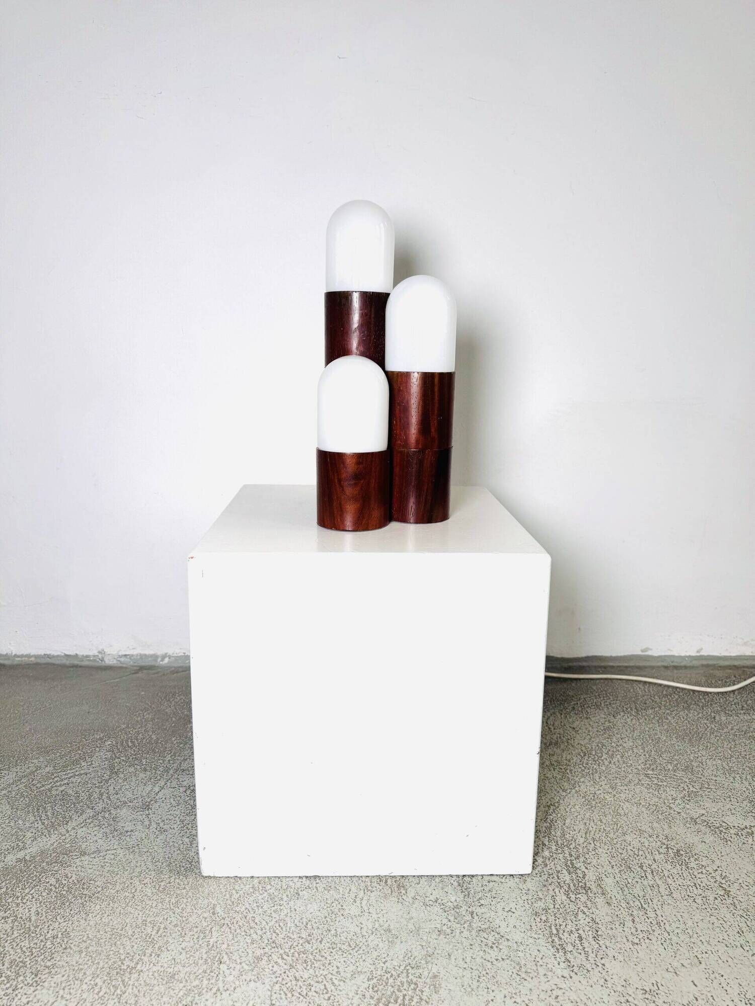 Sculptural Dome Table Lamp In Cylindrical Rosewood, Brasil Circa 1960