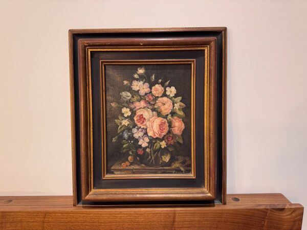 Huile sur toile d’henri bonhotal - nature morte florale