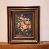 Oil on canvas by Henri Bonhotal - floral still life