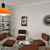Suite of 4 skai and chrome armchairs 70