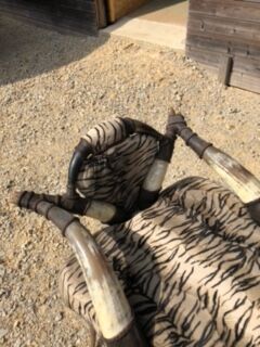 Set of 2 ethnic buffalo horn armchairs
