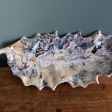 Iridescent enamelled leaf catchall, signed Gfredy.