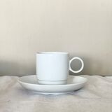 Rosenthal Studio Linie, white cups and saurcers, model DUO, designed by Ambrogio Pozzi