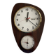 Vintage 1960s wall clock with thermometer and date