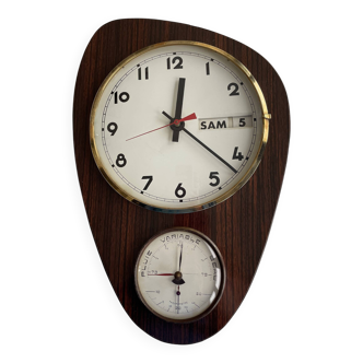 Horloge murale dateur thermomètre vintage 1960s