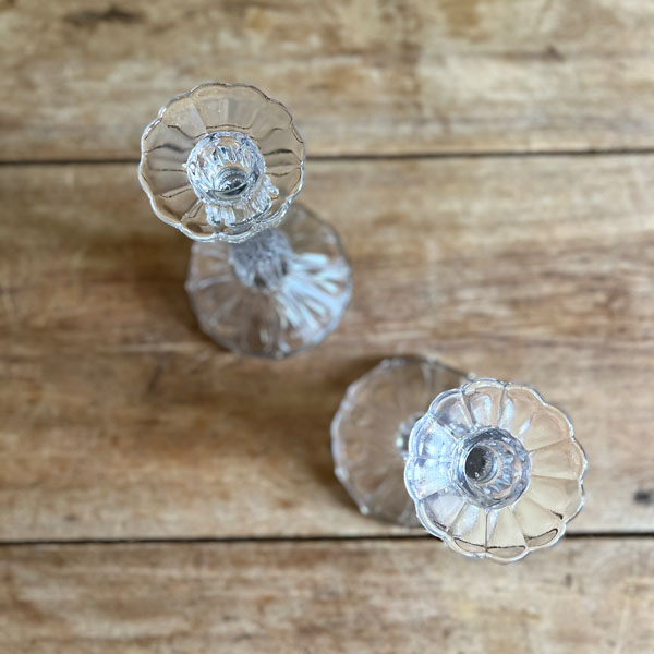 Pair of molded glass candle holders