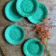 Set of 6 vintage green earthenware plates