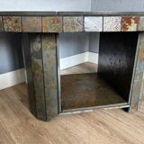 Brutalist Coffee Table – Stone Tile Rolling Table 1970s