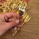 Golden metal forks