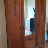 3-door Art Deco Parisian wardrobe and bevelled mirror