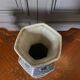 Pair of Japanese hexagonal blue background vases with cut sides DEC 739