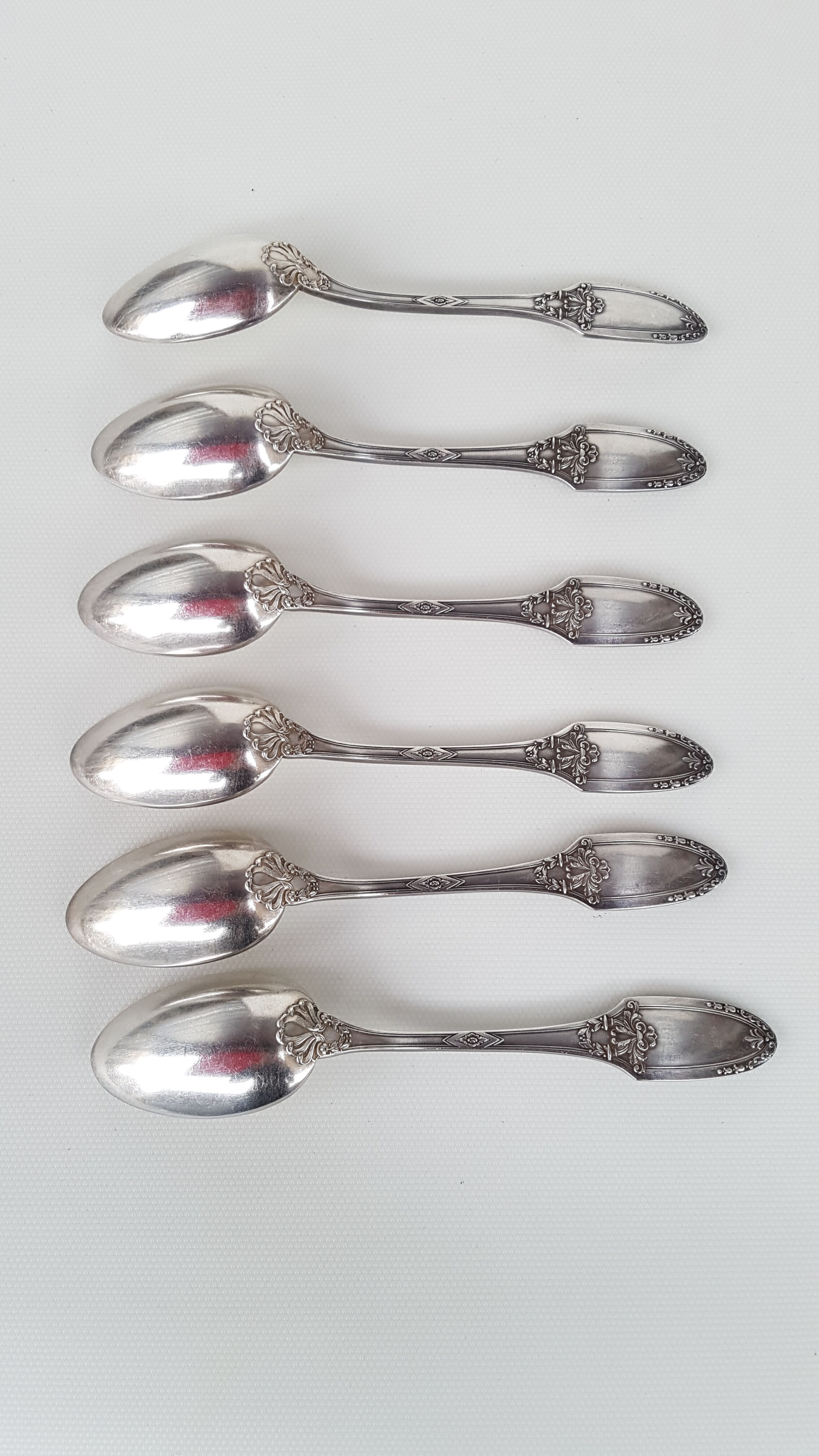 6 silver metal soup spoons by Boulenger, beginning 20th century