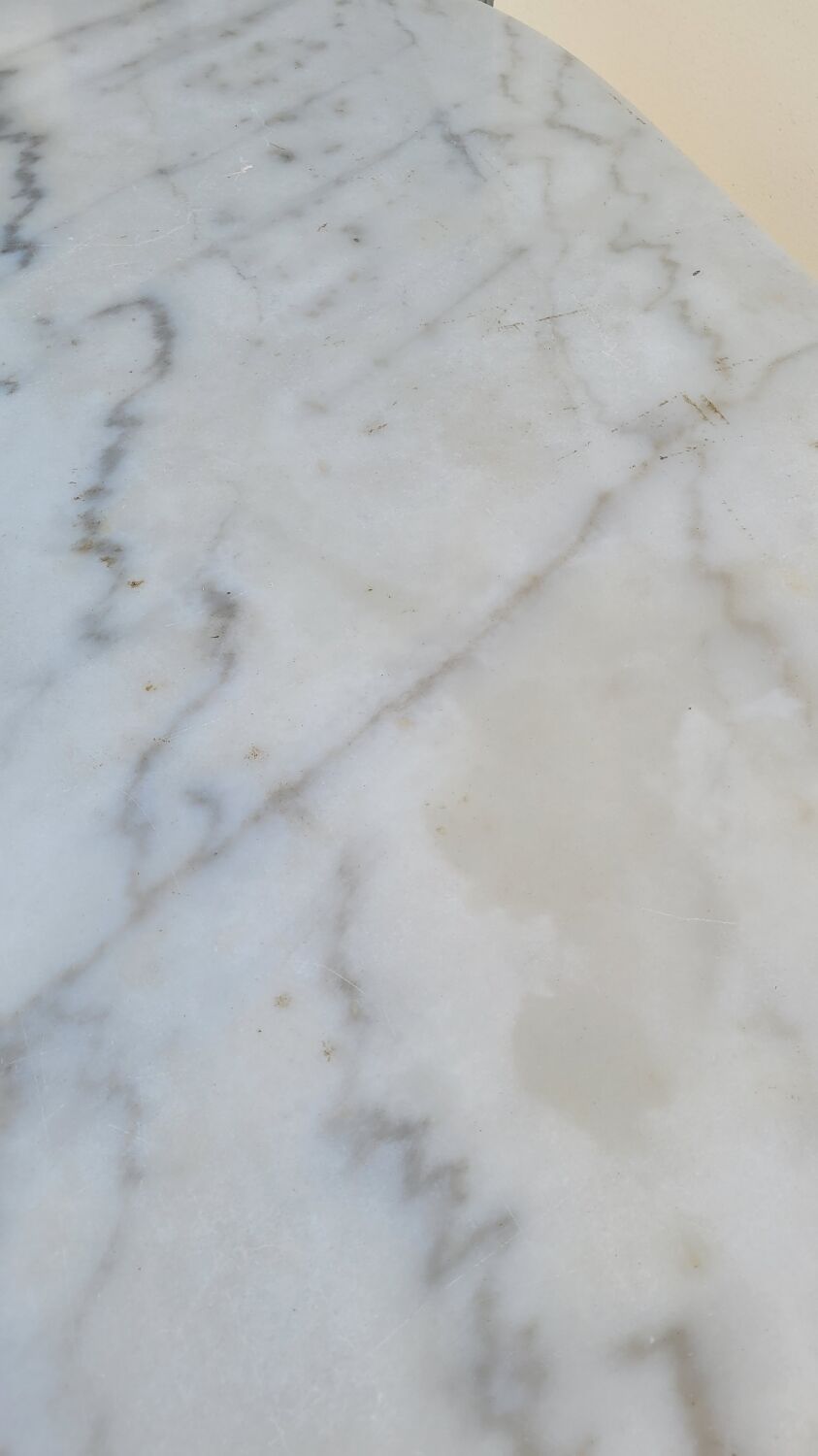 Cast iron bistro table and old oval marble top