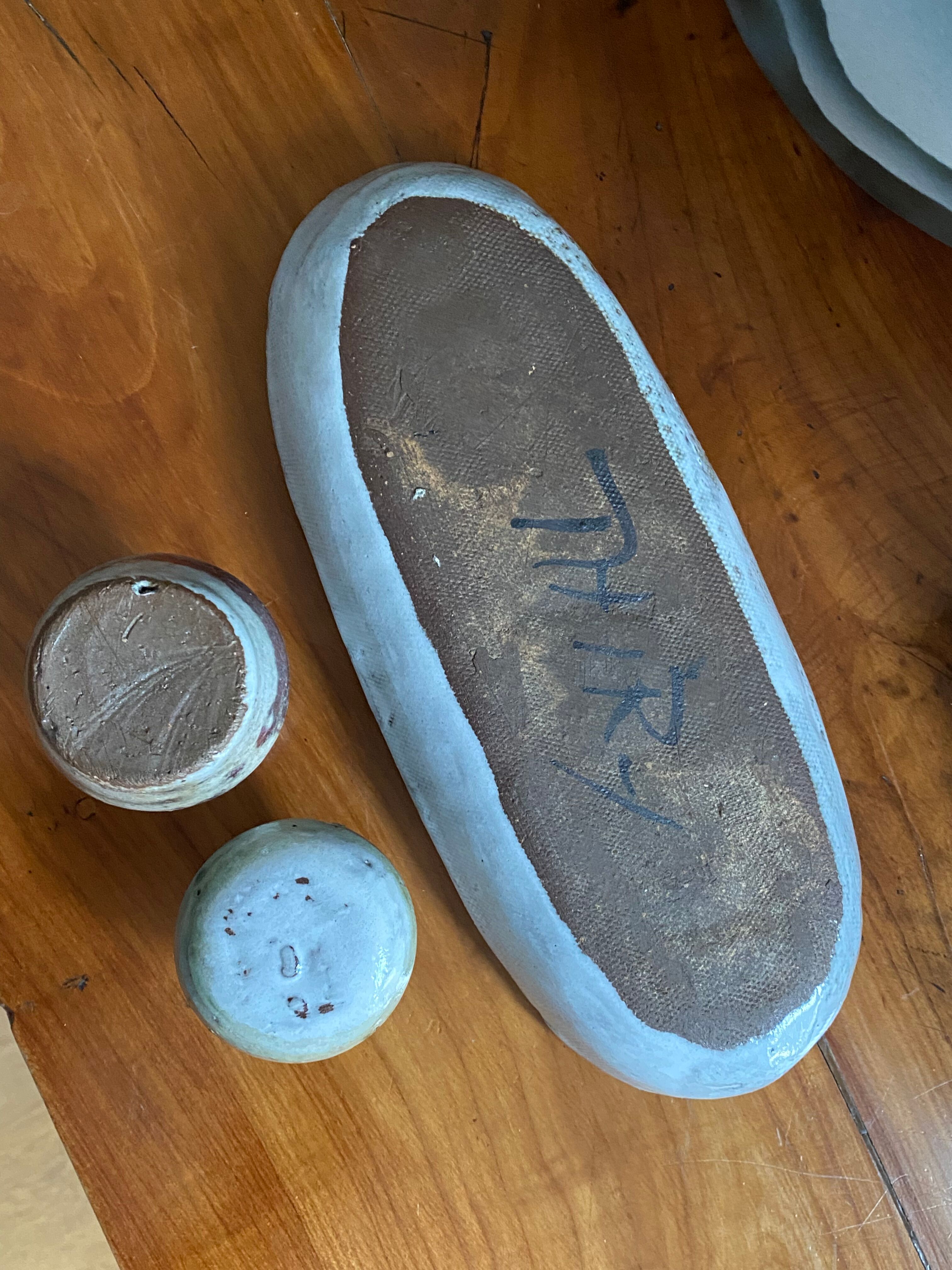 Flat cup and 2 mini ceramic vases Albert Thiry Vallauris