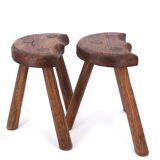 Pair of wooden tripod stools, mountain work, 1950s