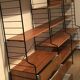 Vintage modular wall-mounted library shelf in blond walnut 1960-80