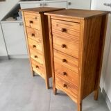 Pair of 5-drawer chests of drawers in pine. 80 years