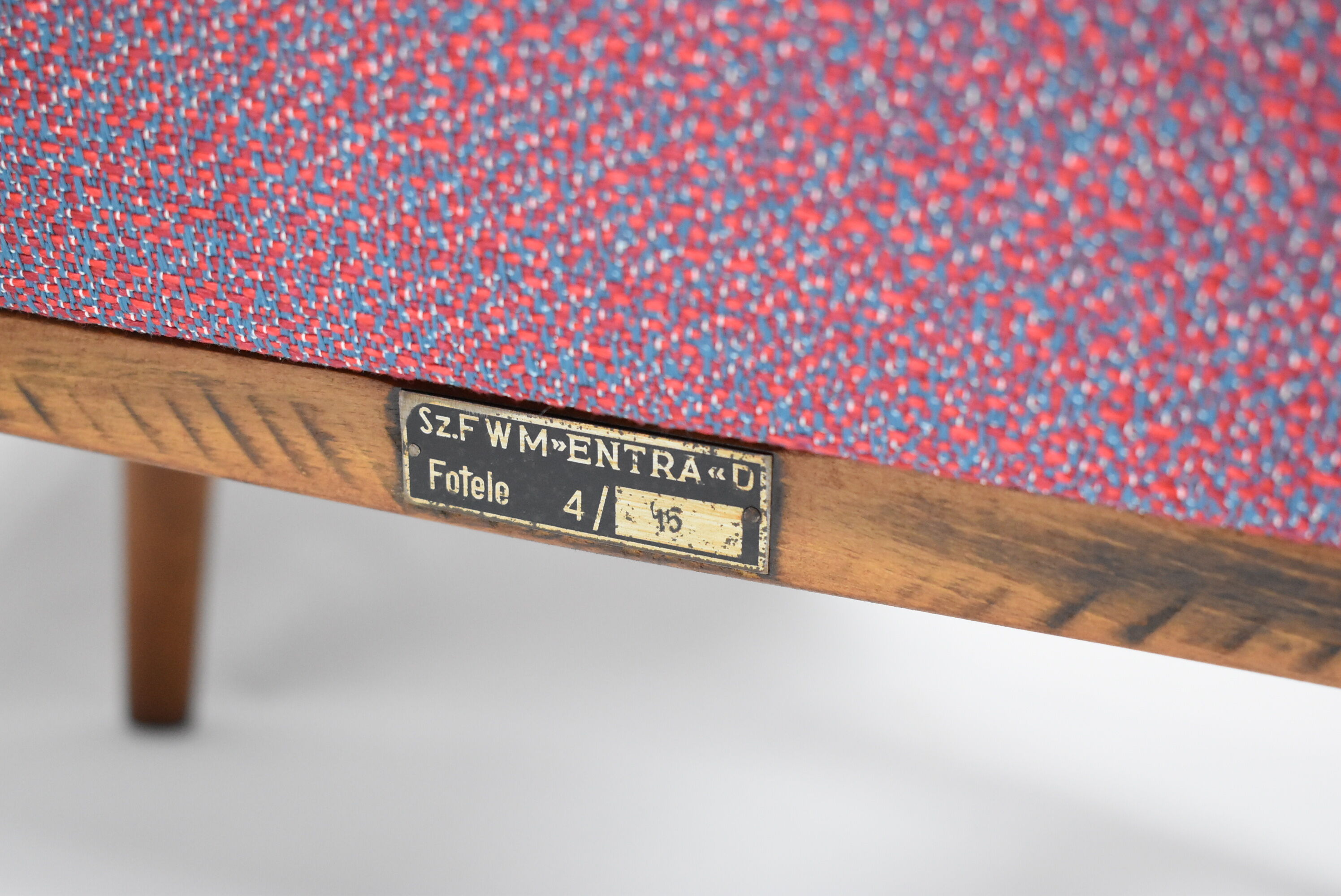 Original armchair GFM-64, 1960s, designer E. Homa, blue orange purple