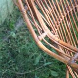 Vintage rattan lounge set 4 armchairs and table