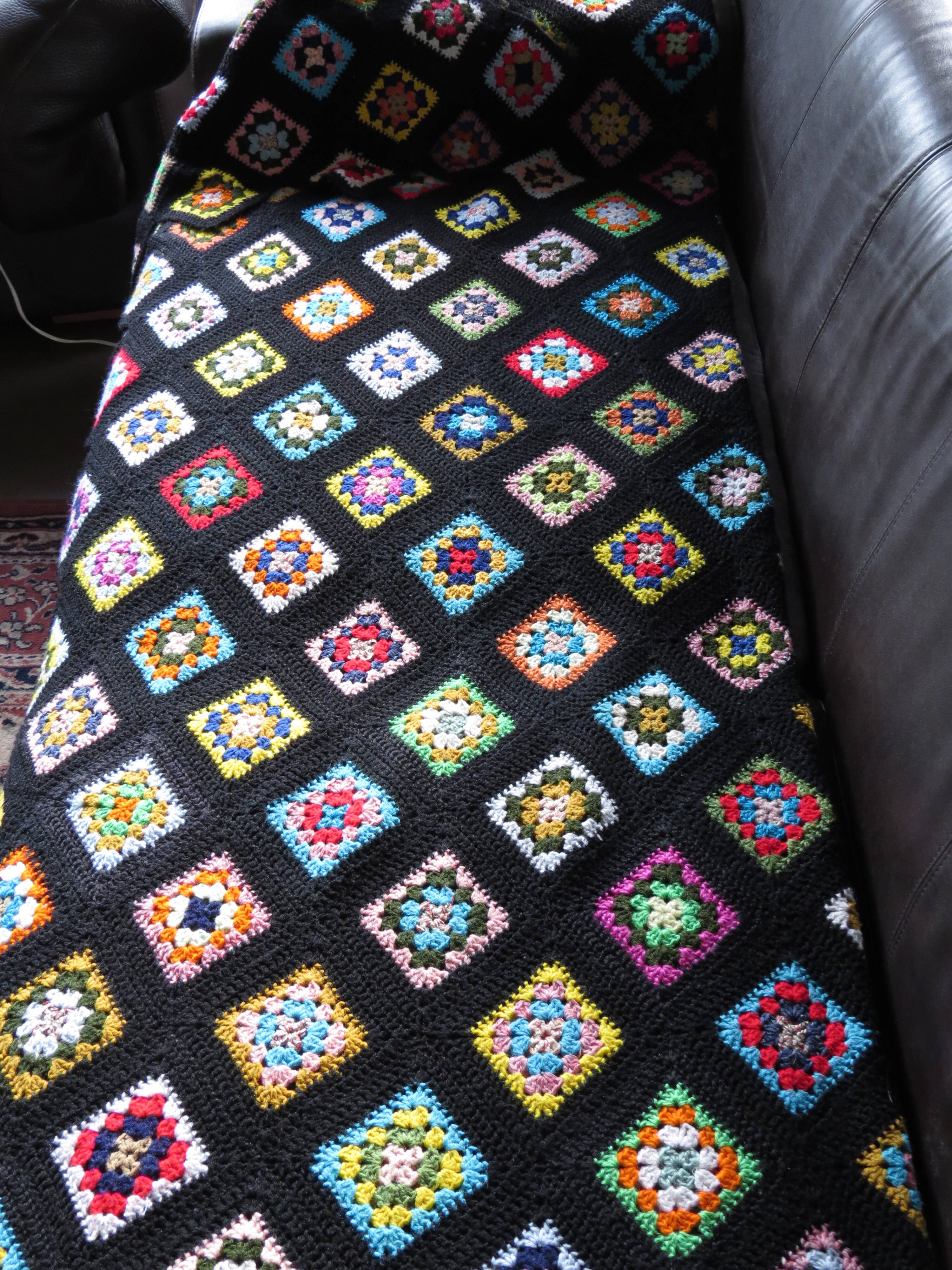 70's multi-colored crochet blanket
