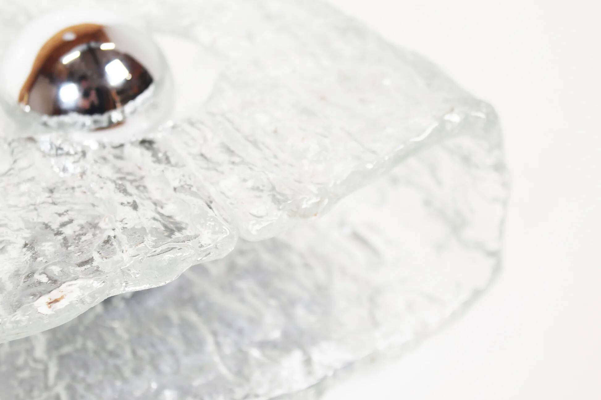 Large pair of 'ice glass' wall lamps by Kaiser Leuchten