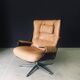 Set of Mid-Century Modern Leather Lounge Chair and Ottoman, Germany, 1960s