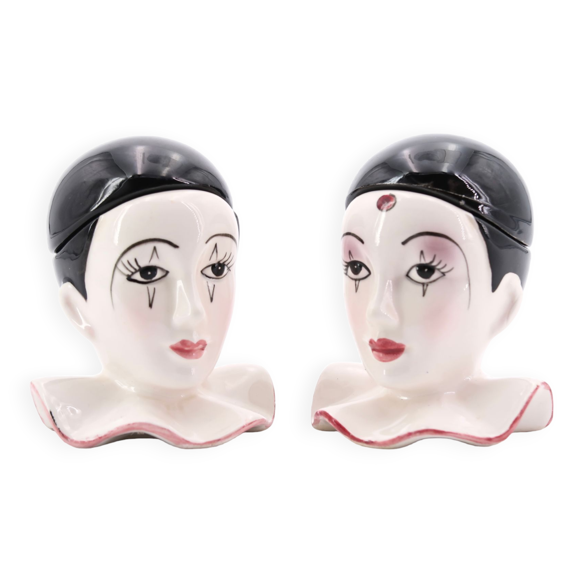 Pierrot porcelain salt shakers, 70s