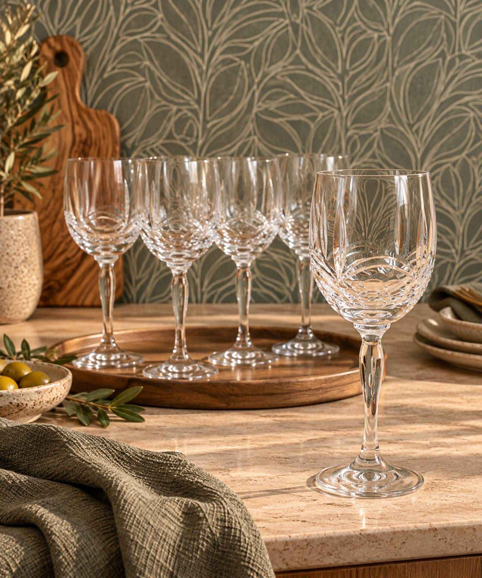 6 verres à vin en cristal véritable taillé main – Vintage