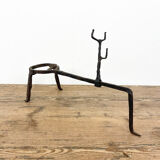 Antique wrought iron fire place pan trivet 18th century