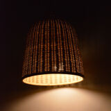 Ceiling lamp with a wicker shade, Denmark, 1970s