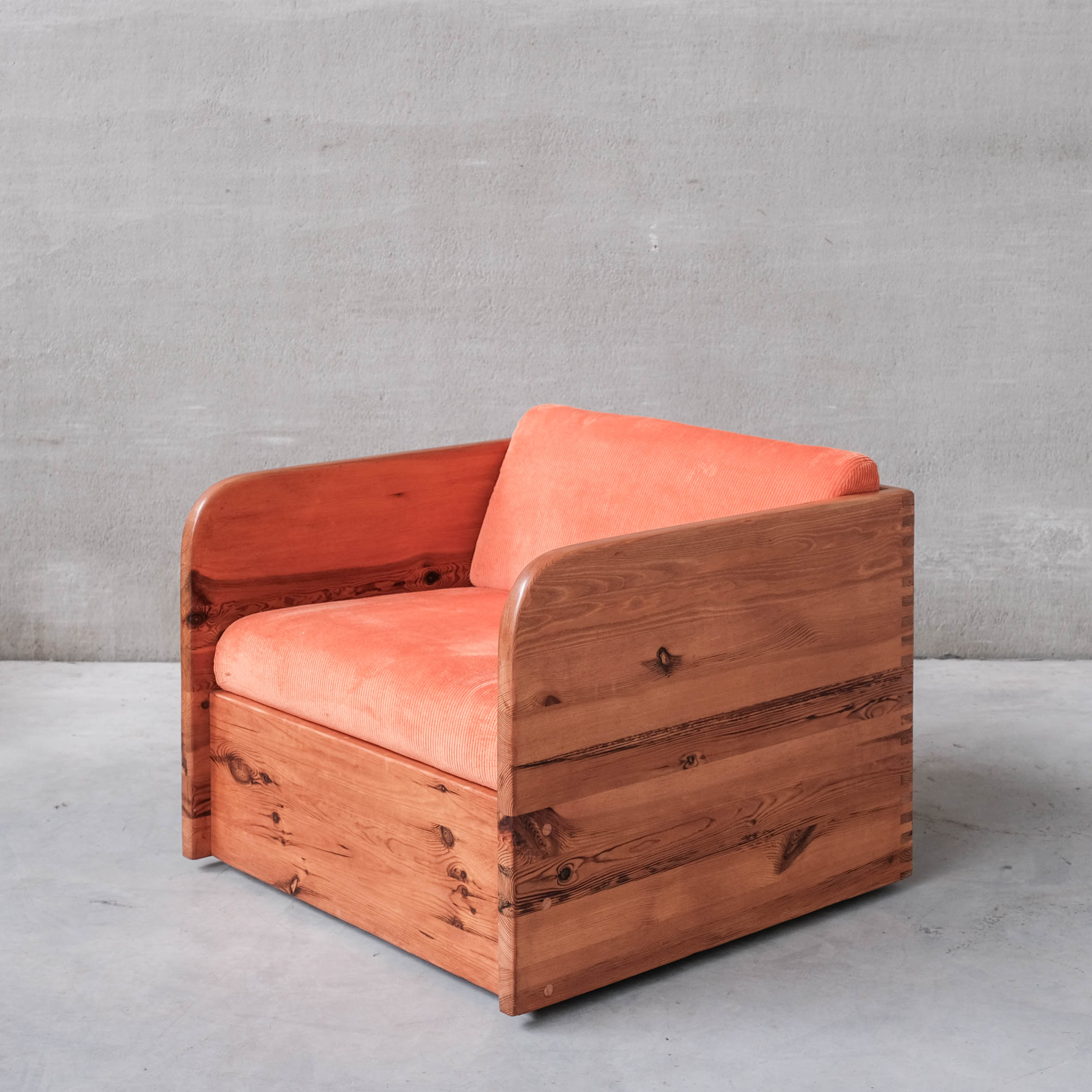 Pair of mid-century pine armchairs