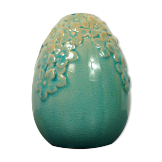 Cracked ceramic ovoid vase
